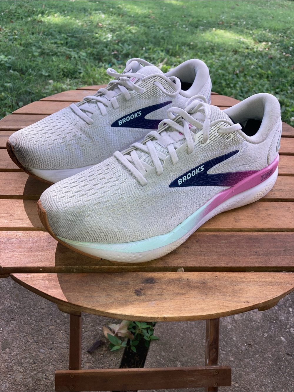 Brooks Ghost 16 White Gray Blue 120407 1B 175 Women's 9 MEDIUM(B)